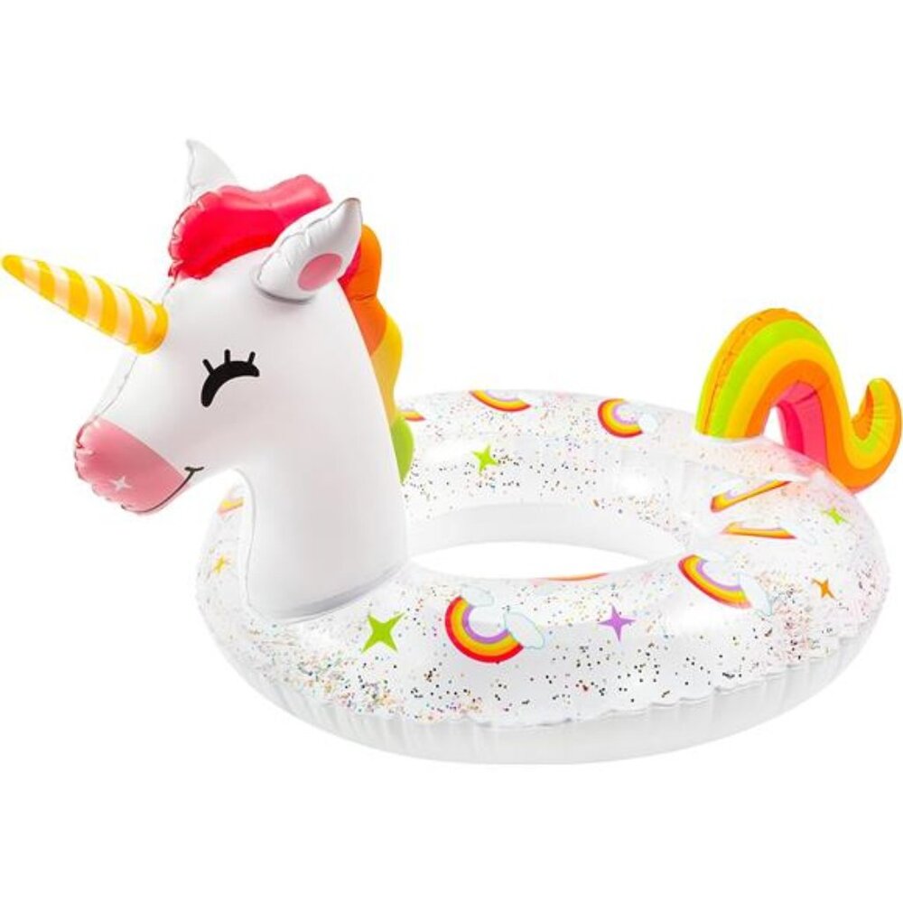 Unicorn Inflatable Pool Float with Glitters Inflation Swimming Ring Pool
